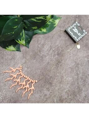 ZAD Light Coral Resin Coral Branch Bib Necklace NEW